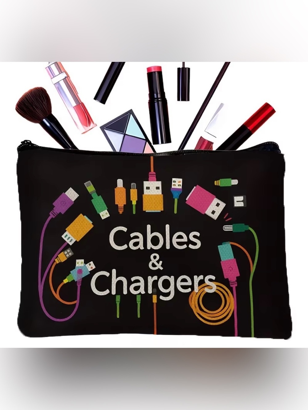 Cables & Chargers Tote Bag - Colorful Tech Print